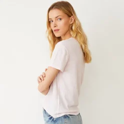 MONROW Linen Jersey Basic Crew Neck Tee PINKPEARL New
